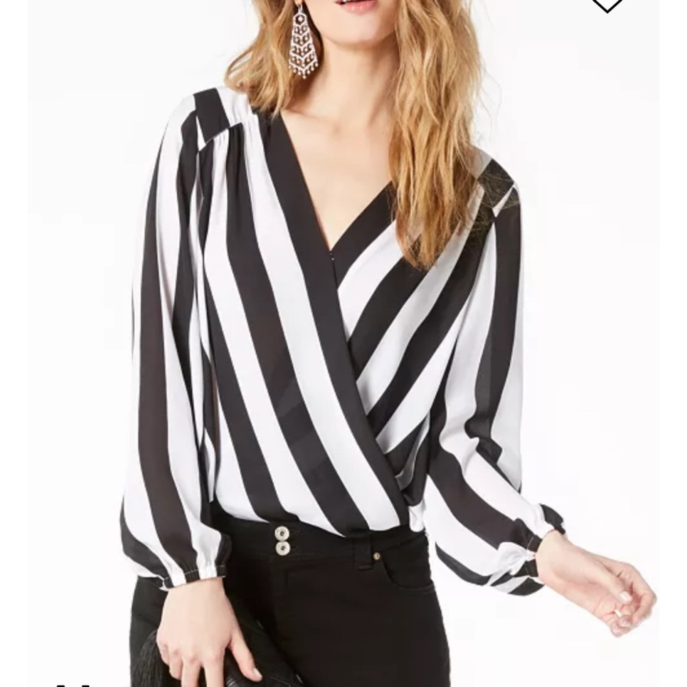 INC Striped Surplice Top